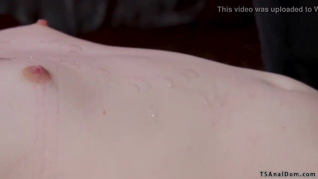 Tattooed man anal fucks submissive ladyboy