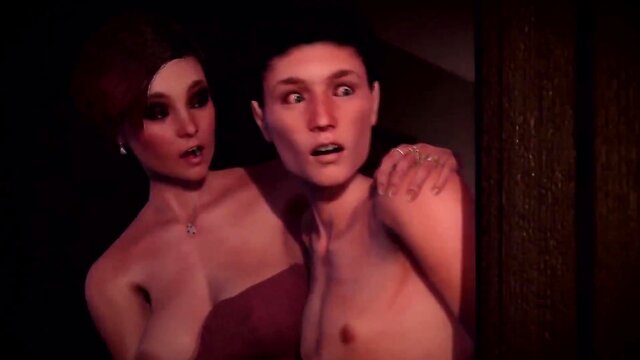 Ladyboy step aunt and t-girl cousin seduced excited guy for tv sex, cartoon