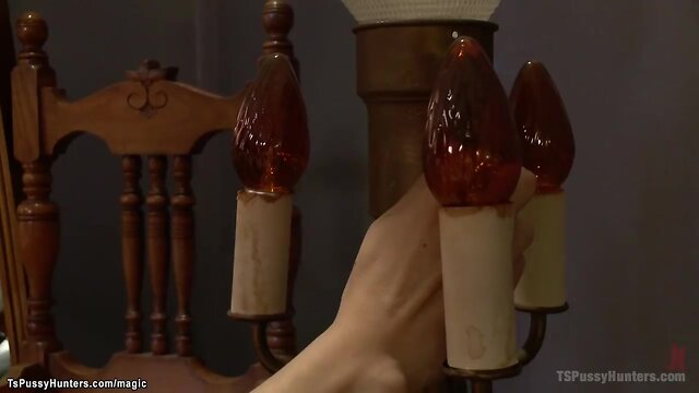 T-Girl fucks babe in her ex bfs bed