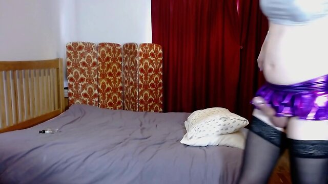 Intense crossdresser gooning, dirty talk and ahegao, cum 3 times and eat it