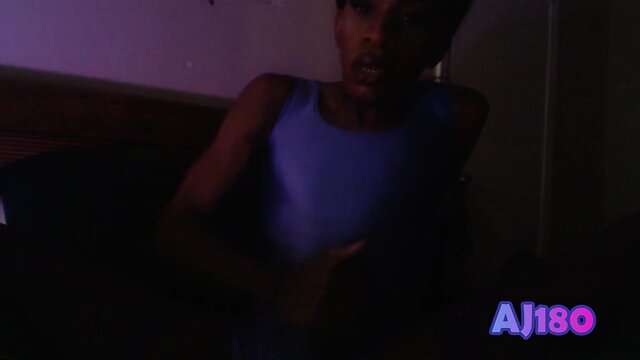 Aj180 bursts through her clothes in purple dream spandex