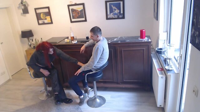 Cocksucking at the bar turns into a fine fuck with cum on face and swallow.