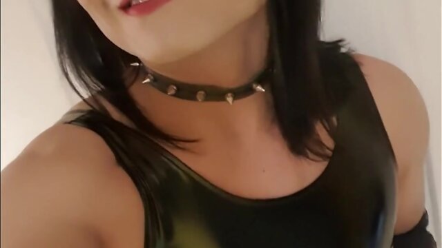 The little crossdresser in latex suit