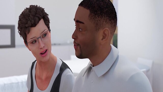 Barely legal trans teenager strokes her pecker in front of ebony stepdad