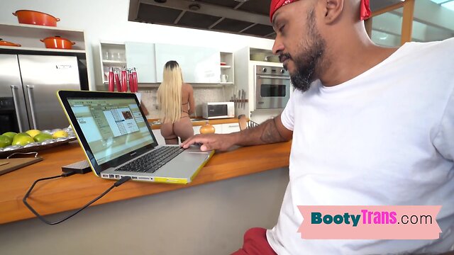 Large titted transsexual in fishnets anally drilled by bbc