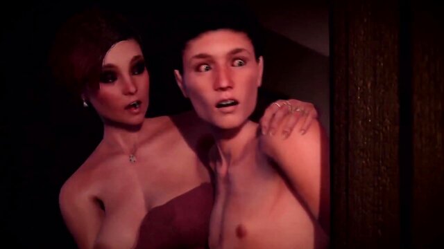 3d ts mom and transsexual step-sister seduced guy for sex, family story