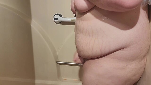 Huge titted CD underwear strip and sextoy fuck