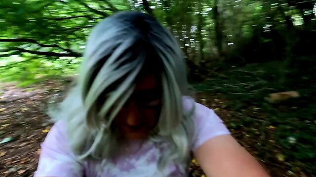 Amateurish CD kellycd2022 masturbating huge ejaculation outdoors in the woods in