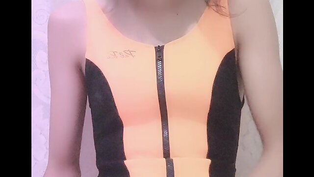 Oriental she-male handjob before swimming