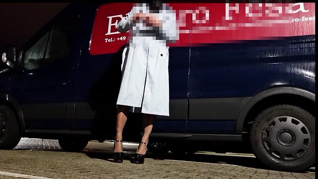 Wish granter: milk enema with latex and nylons in public