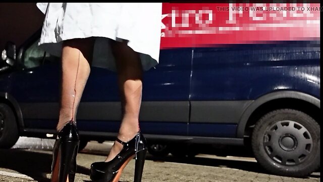 Wish granter: milk enema with latex and nylons in public