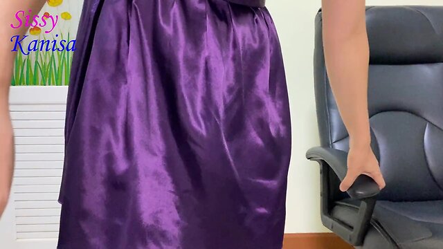 Sisk crossdresser in purple ep2 dressing up sexy silky panties.