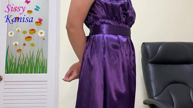 Sisk crossdresser in purple ep2 dressing up sexy silky panties.