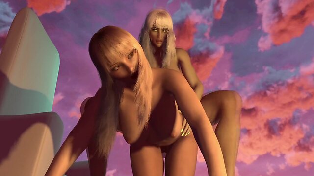 Futanari fucks baby's butt doggy style