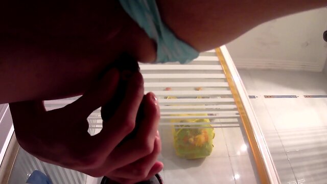 Swimsuit, pee, sextoy and a massive load