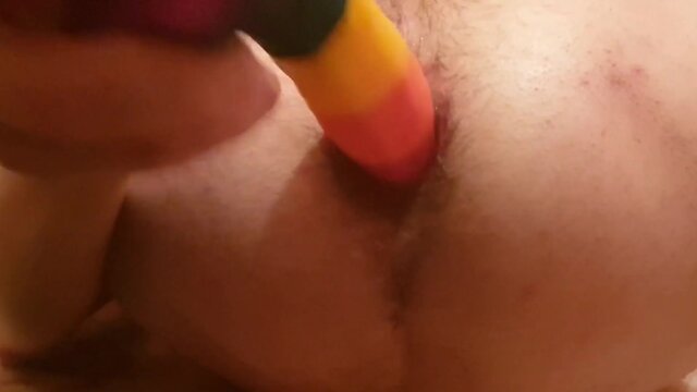 Anal fun in the bathroom for sissies