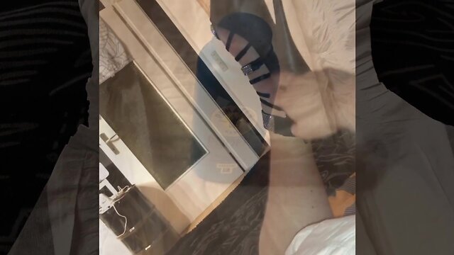 Sissy attempts cumshot in chastity cage