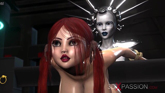 Sci-fi dickgirl fucks college slave hard in lab booty