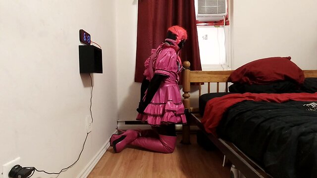 Self-bondage using a spiked chastity cage