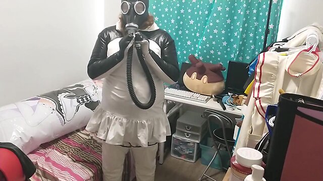 Pvc penguin cosplay gasmask breathplay CD hump inflatable