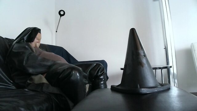 Or teeny.latex-clad nun licking massive sextoy insertion