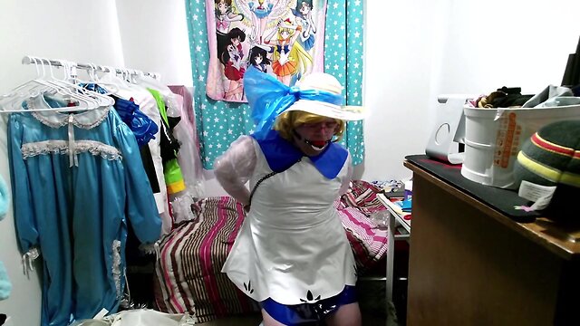 Pvc cosplay CD lillie gagged breathplay stinky socks vibrator