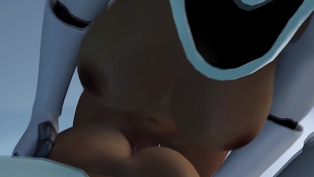 Haydee porn parody: three she-male robot anal train fucking