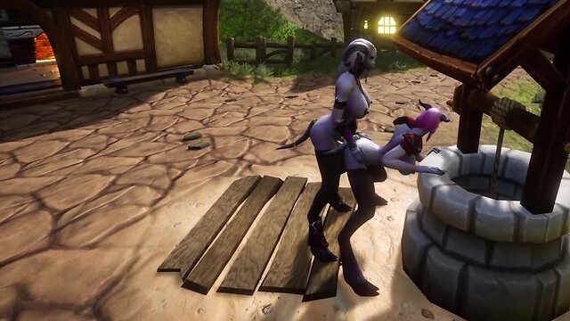 Draenei futa fucks draenei on wishing well: warcraft porn parody