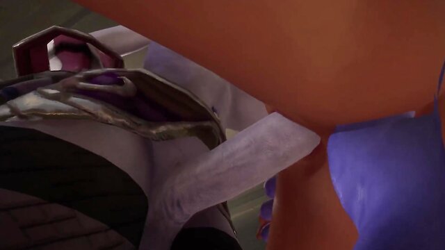 Redhead elf engages in bdsm trio in dungeon: warcraft parody