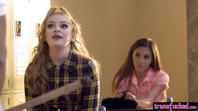 Hot Teen Students Reward Trans Teacher Jessy Dubai with Perfect Blowjobs!