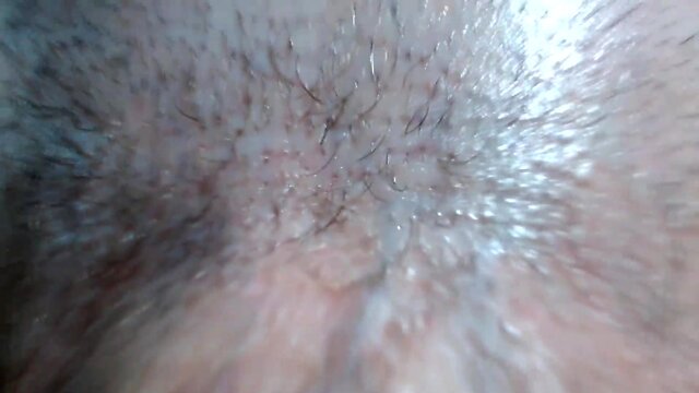 Lubricating and pleasuring my thick trans dick.