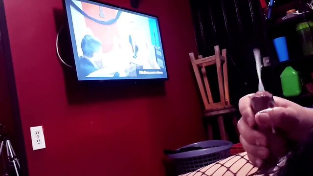 Masturbating transwoman watching porn