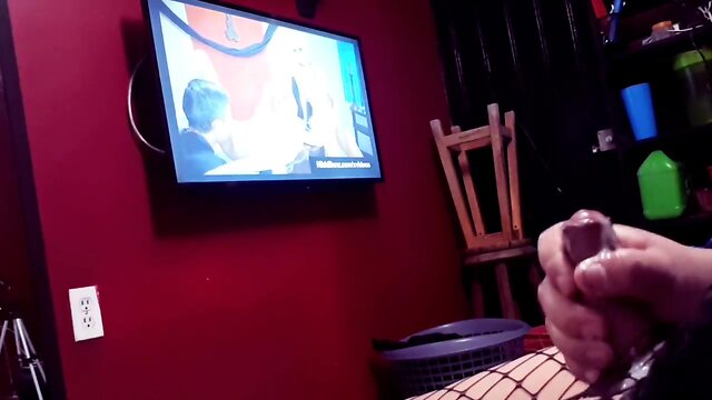 Masturbating transwoman watching porn