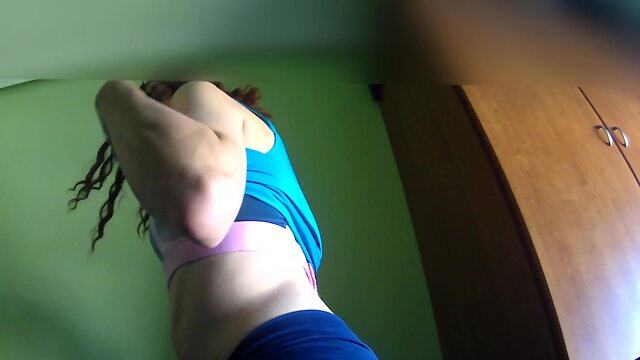 Riding my dildo in sport clothes - hard dick experience