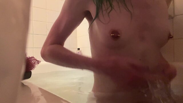 Trans person achieves cleanliness and experiences climax