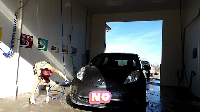 Cy car wash flash tease, shower, lingerie, & leg lotion xxx 666