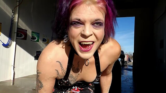 Cy car wash flash tease, shower, lingerie, & leg lotion xxx 666