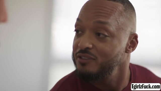 Transsexual enjoys interracial anal sex with stepbrother