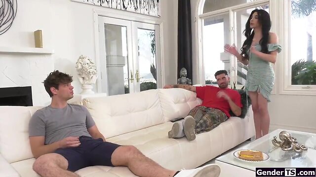 Shemale ariel demure threesome anal