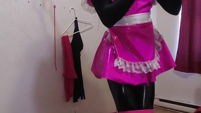 Sissy maids spiked chastity cage self-bondage torment