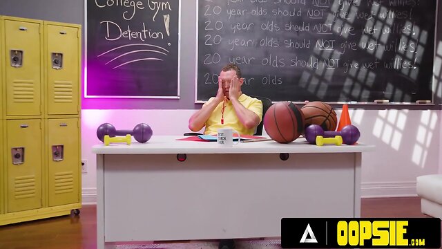 Coach disciplines trans students with hot detention threesome