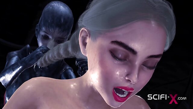 Alien fucks sexy hottie in cave on exoplanet