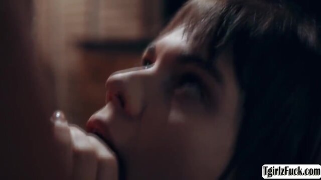 Straight man receives a big cock from a skinny transsexual