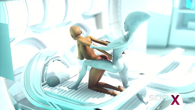 Futa alien experiments in sci-fi lab