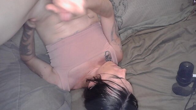 Masturbating and facial ejaculation