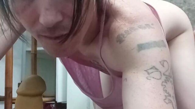 Exploring my sexuality with a wet ass and hard dildo