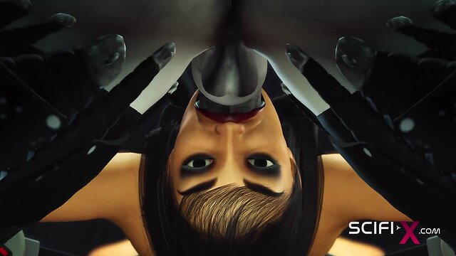 Super sexy brunette gets fucked by humanoid robot shemale: a sci-fi sex machine