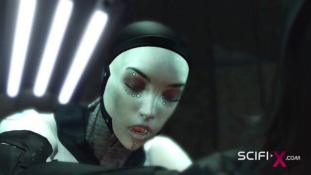 Super sexy brunette gets fucked by humanoid robot shemale: a sci-fi sex machine