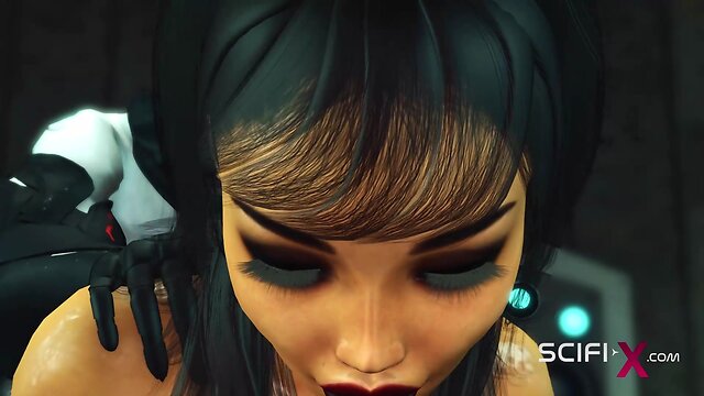 Super sexy brunette gets fucked by humanoid robot shemale: a sci-fi sex machine