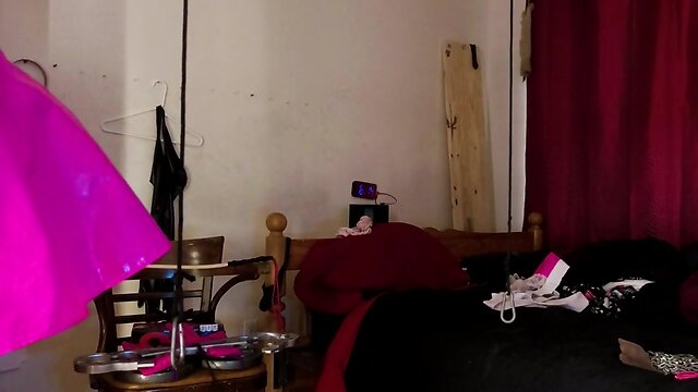 Self bondage predicament of a sissy maid